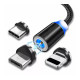 Магнітний кабель шнур для заряджання телефону Lightning, MicroUSB, Type-C Магнітна зарядка з круглим роз'ємом USB-77 3в1