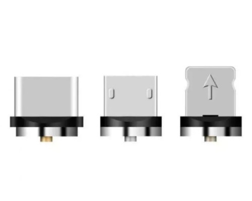 Магнітний кабель шнур для заряджання телефону Lightning, MicroUSB, Type-C Магнітна зарядка з круглим роз'ємом USB-77 3в1
