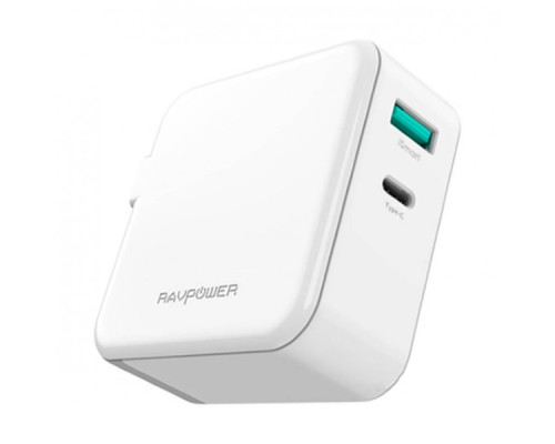 Сетевое зарядное устройство RAVPower 45W AC + PD + QC3.0 2-Port Wall Charger (RP-PC081WH)